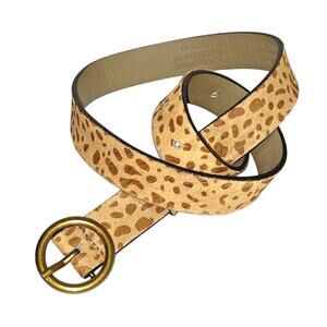 Urban Outfitters faux calf leather belt brass circle buckle tan & brown size S